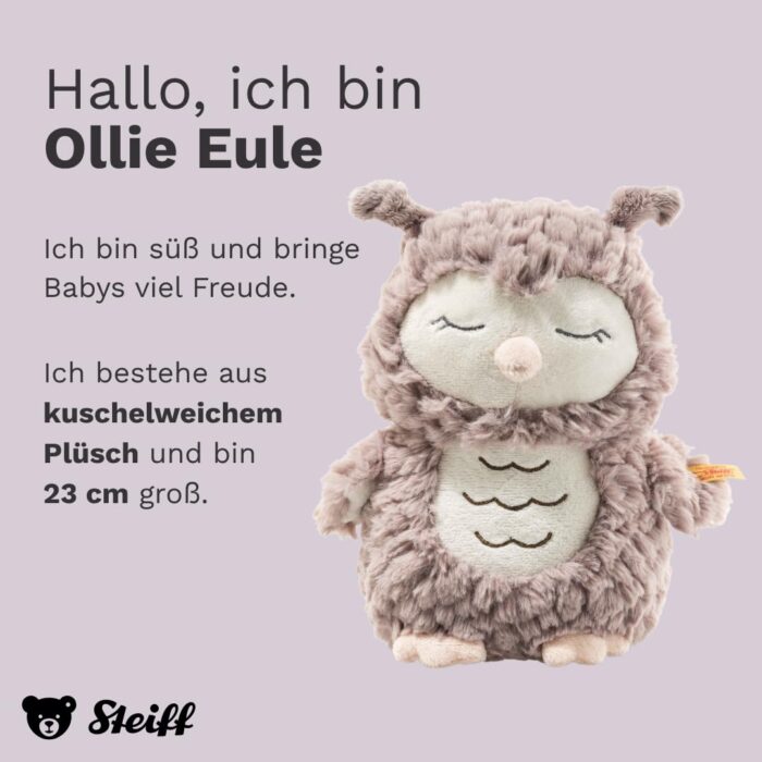 Steiff Kuscheltier Ollie Eule, Süßes Stofftier, Jungen, Mädchen & Babys ab 0 Monaten, Friends, Plüschtier , Beige - Image 6