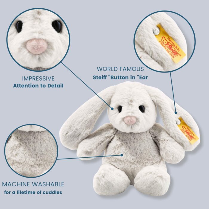 Steiff Hoppie Hase 18 cm hellgrau, Plüschtier Hase mit Schlappohren, Soft Cuddly Friends, flauschiges Stofftierscheln - Image 4