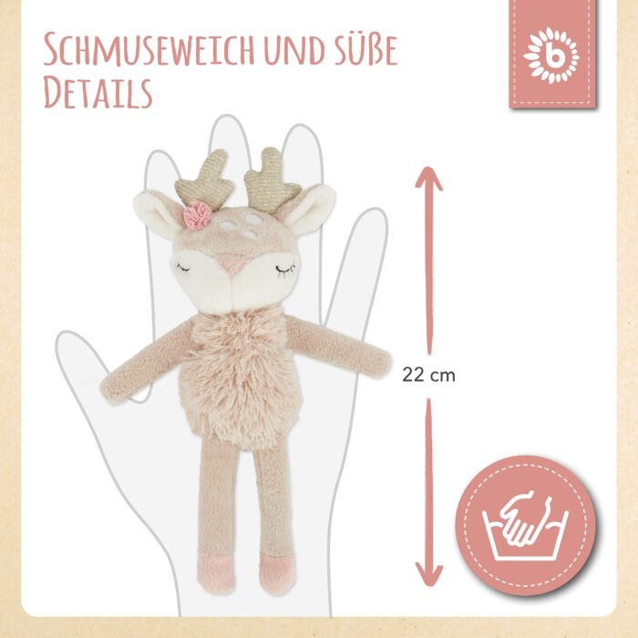 Bieco Kuscheltier Reh Ella mit Rassel | Baby Kuscheltier ab 0 Monate Stofftier Baby Plüschtier rentier - Image 5