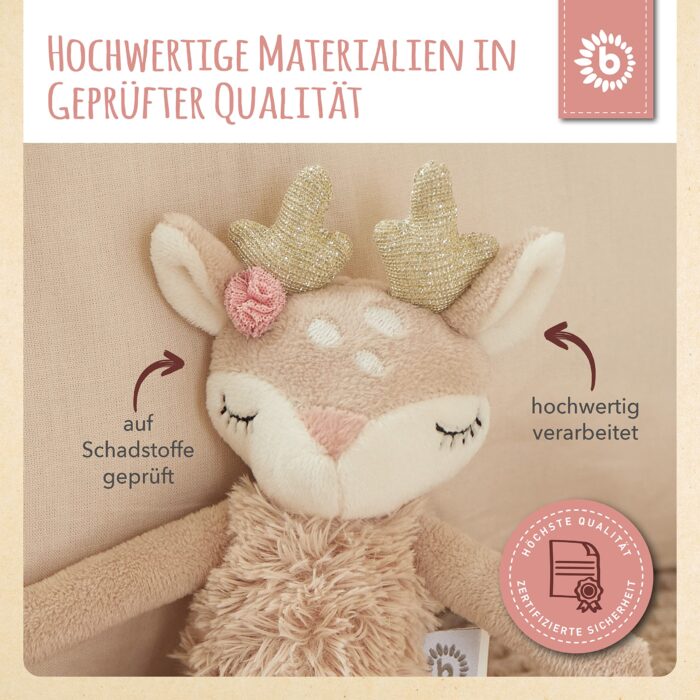 Bieco Kuscheltier Reh Ella mit Rassel | Baby Kuscheltier ab 0 Monate Stofftier Baby Plüschtier rentier - Image 4